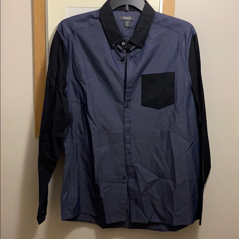 Kenneth Cole long sleeve blue and black shirt XL